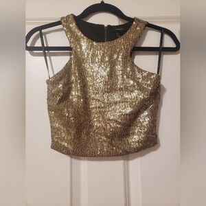 Forever 21 Gold Sequin Crop Tank Top